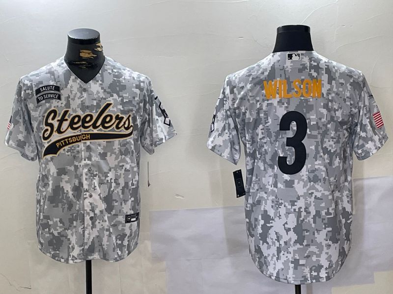 Men Pittsburgh Steelers #3 Wilson Nike Arctic Camo 2024 Salute to Service Limited NFL Jersey style 4->pittsburgh steelers->NFL Jersey